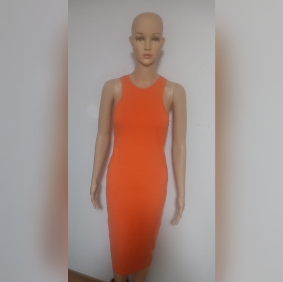 Orange Midi Racer Back Dress - Picture 2 of 4